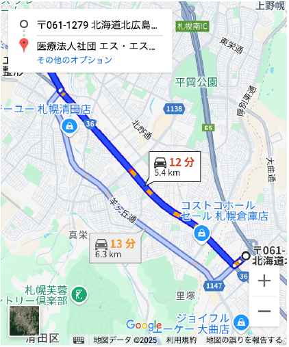 北広島インターからの地図