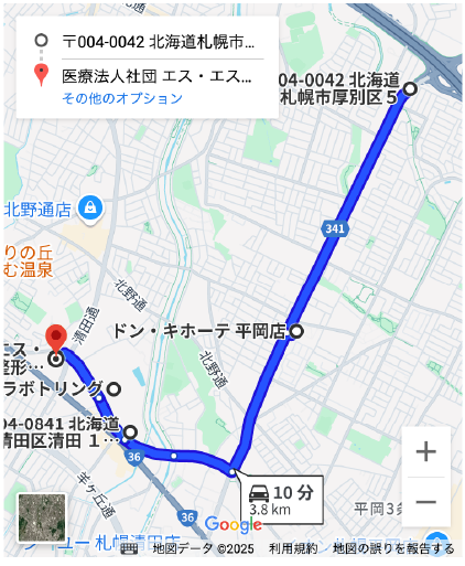 札幌南インターからの地図